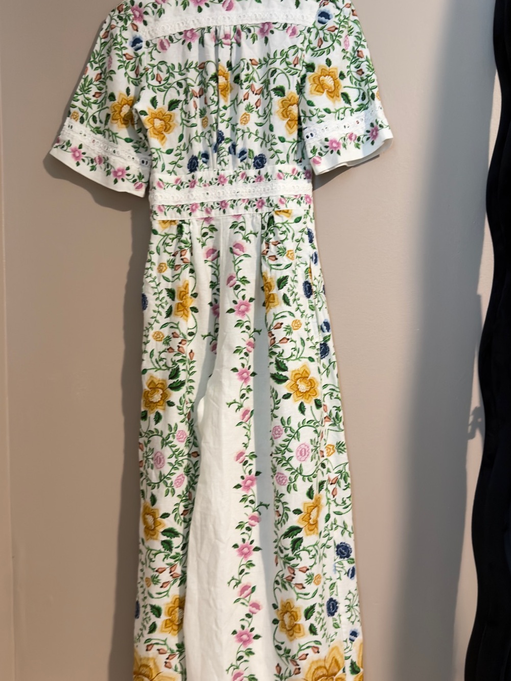 FARM RIO Folk Floral Linen Blend Wide-Leg Jumpsuit — Size XXS - Picture 10 of 15